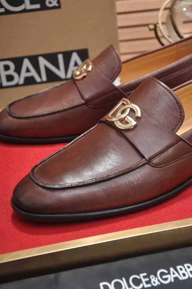 Dolce & Gabbana Portofino Marrom Dourado Couro DG Fivela Horsebit Mocassim 2