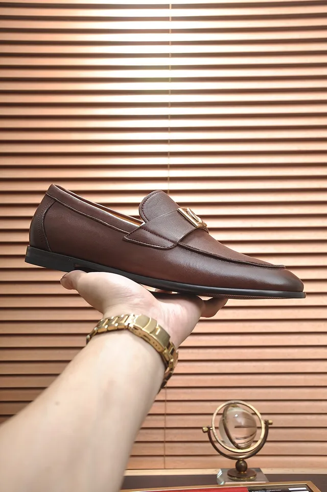 Dolce & Gabbana Portofino Marrom Dourado Couro DG Fivela Horsebit Mocassim 4