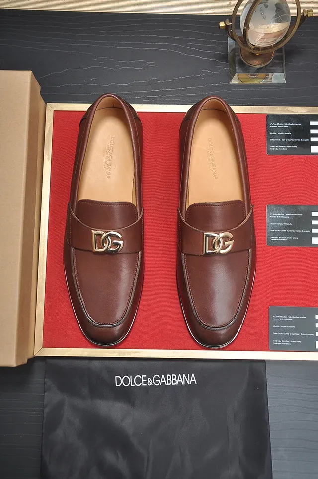 Dolce & Gabbana Portofino Marrom Dourado Couro DG Fivela Horsebit Mocassim 5