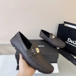Dolce & Gabbana Portofino 棕色 压纹皮革 马衔扣 乐福鞋