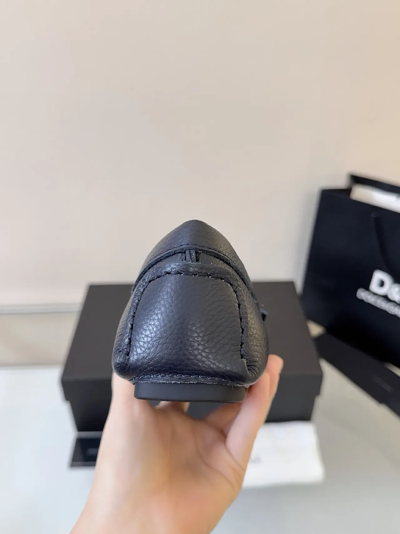 Dolce & Gabbana Portofino Azul Marino Cuero Embossado Mocasín 4
