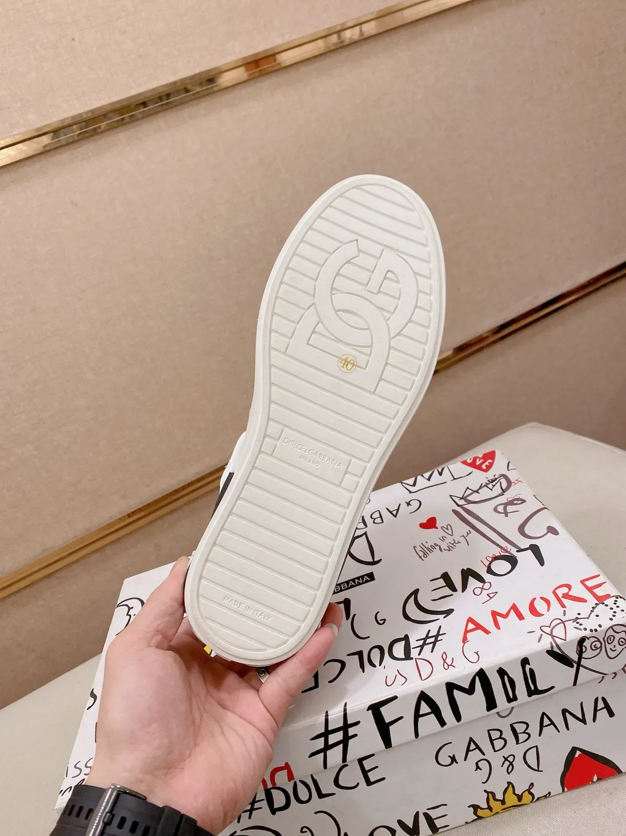 Dolce & Gabbana Portofino Branco Bege Preto Tênis Lifestyle 2