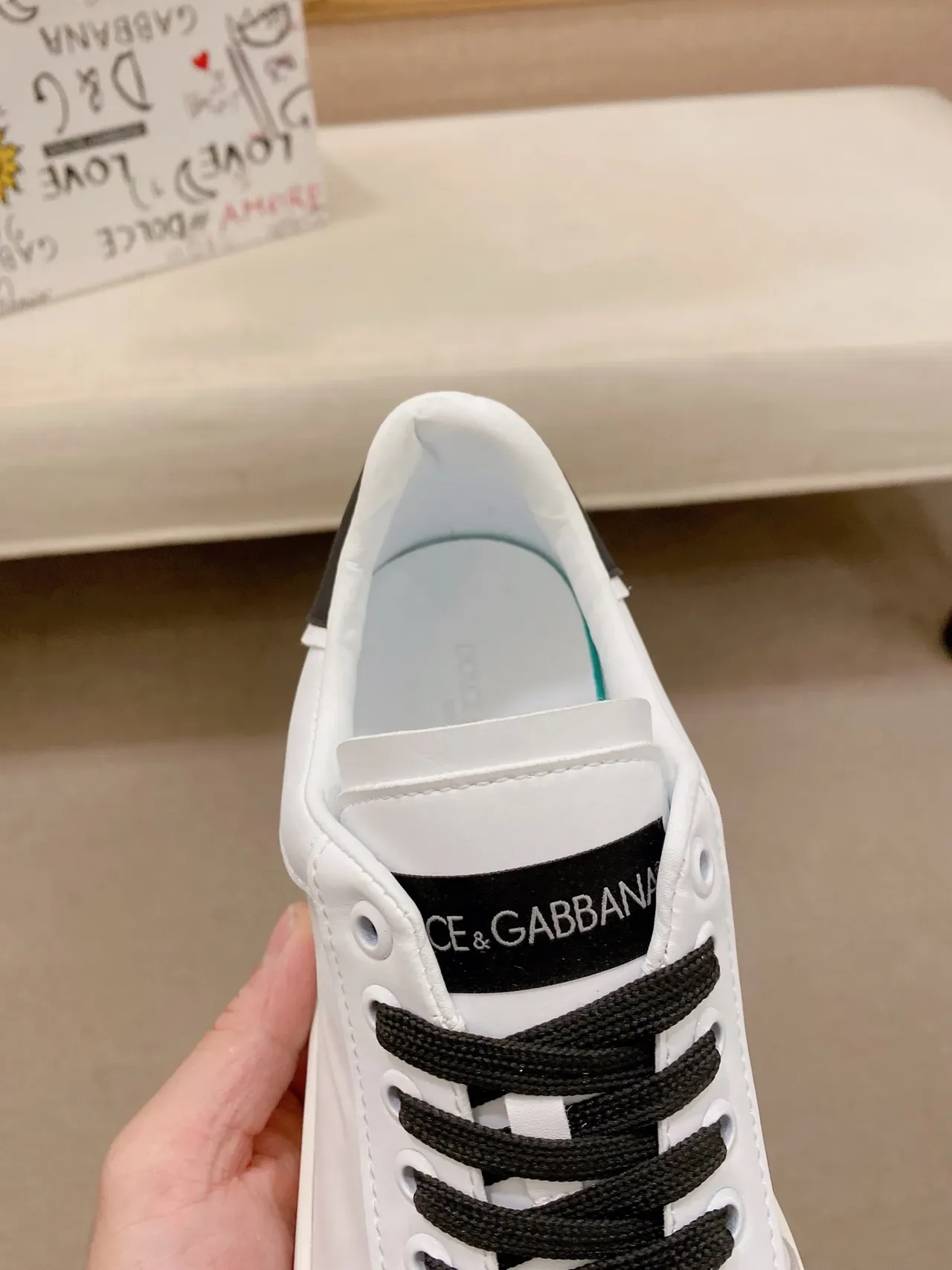 Dolce & Gabbana Portofino Branco Bege Preto Tênis Lifestyle 4