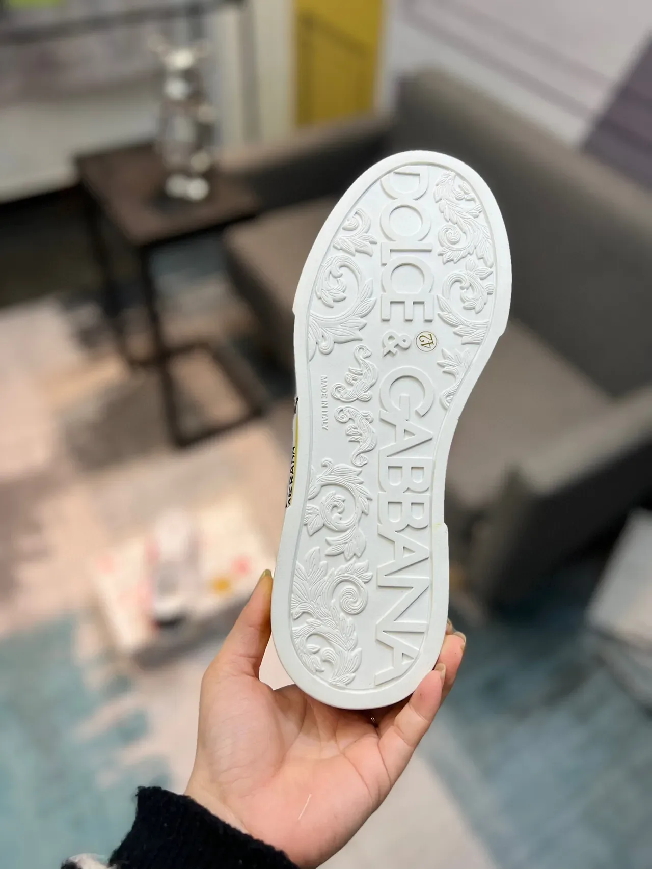 Dolce & Gabbana Portofino Chaussures Lifestyle Blanches Roses Graffiti-Print à col bas 9