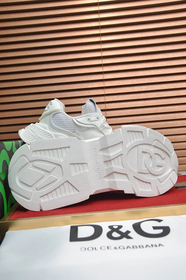 Dolce & Gabbana Semelle Blanche Grise Malla Et Daim Panneau Sneakers Chunky 4