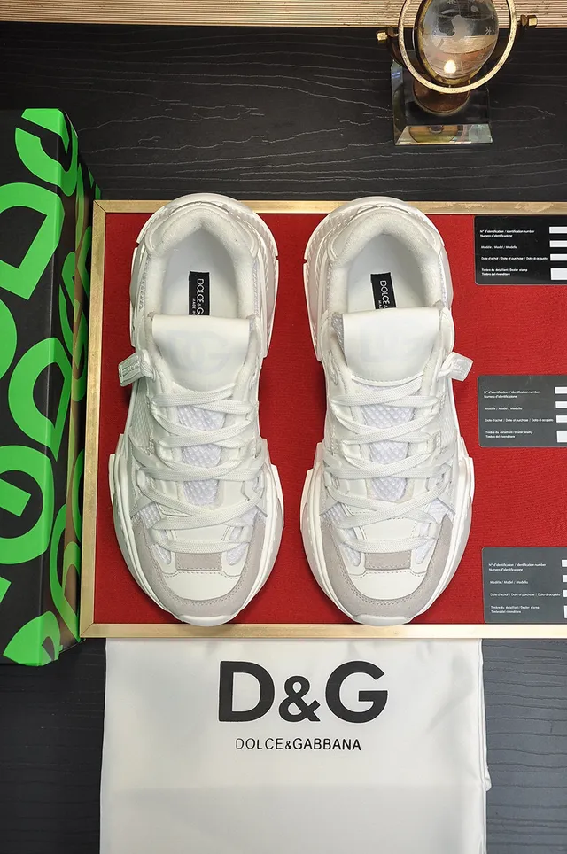 Dolce & Gabbana Semelle Blanche Grise Malla Et Daim Panneau Sneakers Chunky 5