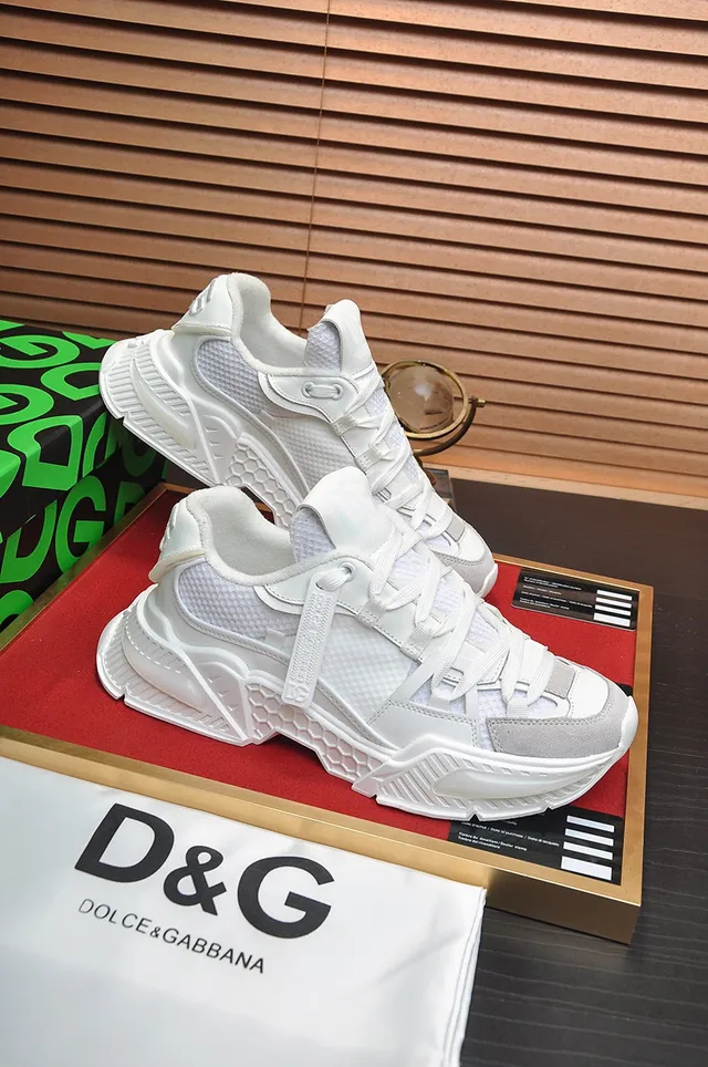 Dolce & Gabbana Semelle Blanche Grise Malla Et Daim Panneau Sneakers Chunky 6