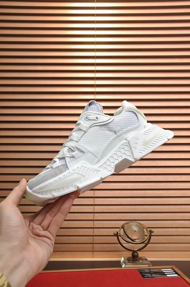 Dolce & Gabbana Semelle Blanche Grise Malla Et Daim Panneau Sneakers Chunky 7