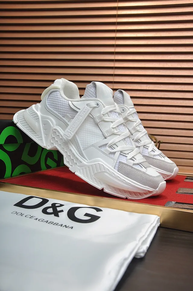 Dolce & Gabbana Semelle Blanche Grise Malla Et Daim Panneau Sneakers Chunky 8