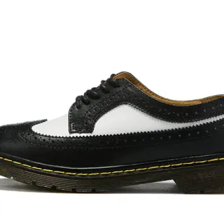 Dr. Martens 1461 ब्रॉग काला सफेद दो-टोन विंगटिप ब्रॉग