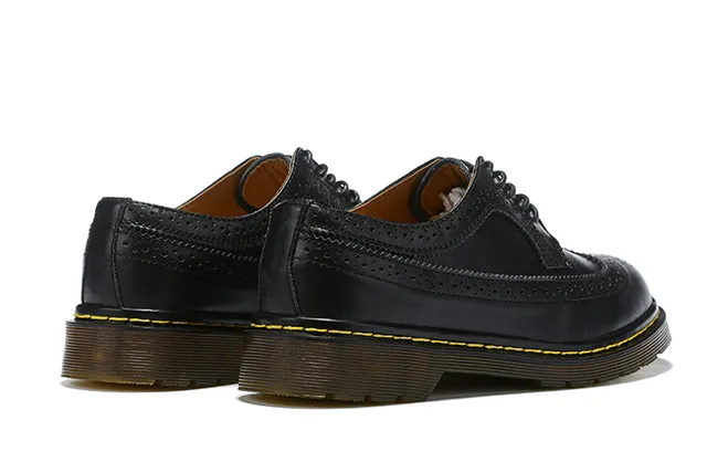 Dr. Martens 1461 ब्रॉग काला सफेद दो-टोन विंगटिप ब्रॉग 3