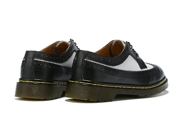 Dr. Martens 1461 ब्रॉग काला सफेद दो-टोन विंगटिप ब्रॉग 9