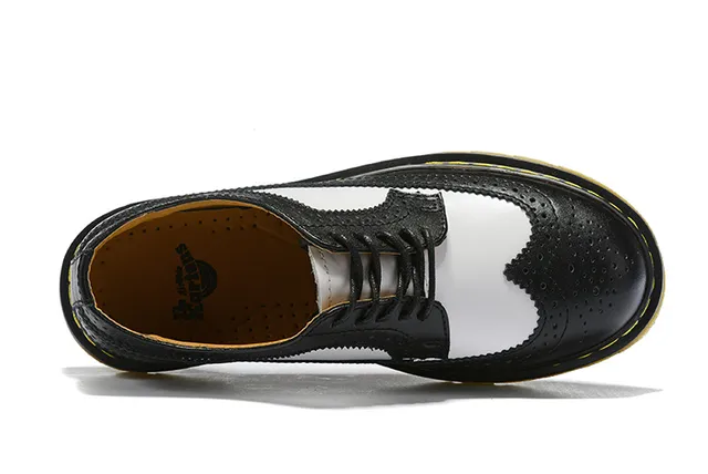 Dr. Martens 1461 ब्रॉग काला सफेद दो-टोन विंगटिप ब्रॉग 11