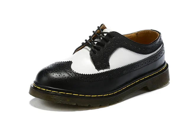 Dr. Martens 1461 ब्रॉग काला सफेद दो-टोन विंगटिप ब्रॉग 12