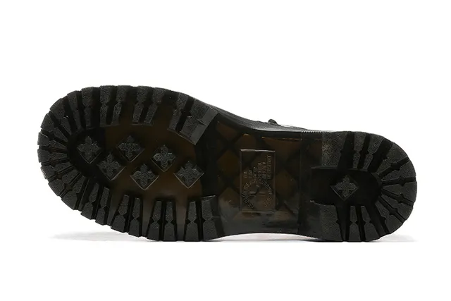Dr. Martens Bottes Martin Noir Jaune Cuir Brillant Embossé Croc Sola de Plataforma 7
