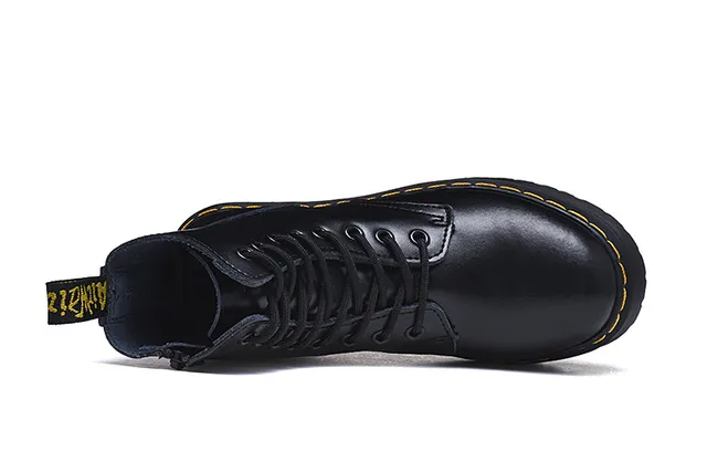 Dr. Martens কালো হলুদ প্ল্যাটফর্ম সোল ওয়েল্ট স্টিচিং মার্টিন বুটস 3