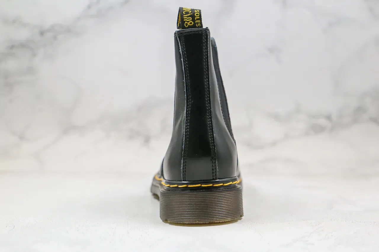 Dr. Martens चेल्सी बूट काले पीले चिकनी चमड़ी वेल्ट स्टीचिंग चेल्सी बूट 3