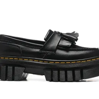 Dr. Martens Jadon काला पीला टासेल स्ट्रैप मोटा प्लेटफॉर्म सोल लोफर