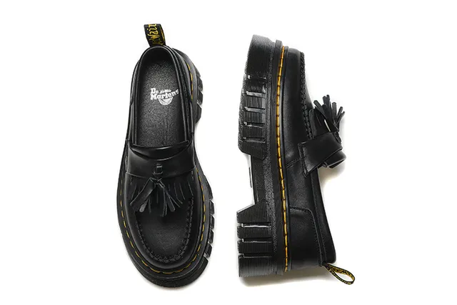 Dr. Martens Jadon কালো হলুদ টাসেল স্ট্র্যাপ মোটা প্ল্যাটফর্ম সোল লোফার 2
