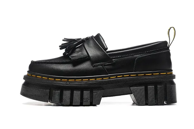 Dr. Martens Jadon কালো হলুদ টাসেল স্ট্র্যাপ মোটা প্ল্যাটফর্ম সোল লোফার 4