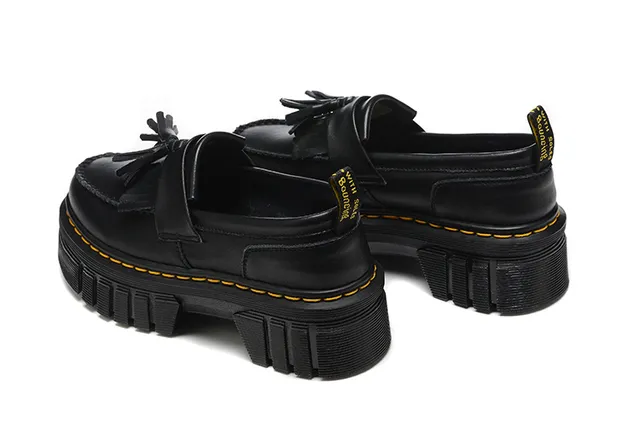 Dr. Martens Jadon কালো হলুদ টাসেল স্ট্র্যাপ মোটা প্ল্যাটফর্ম সোল লোফার 7