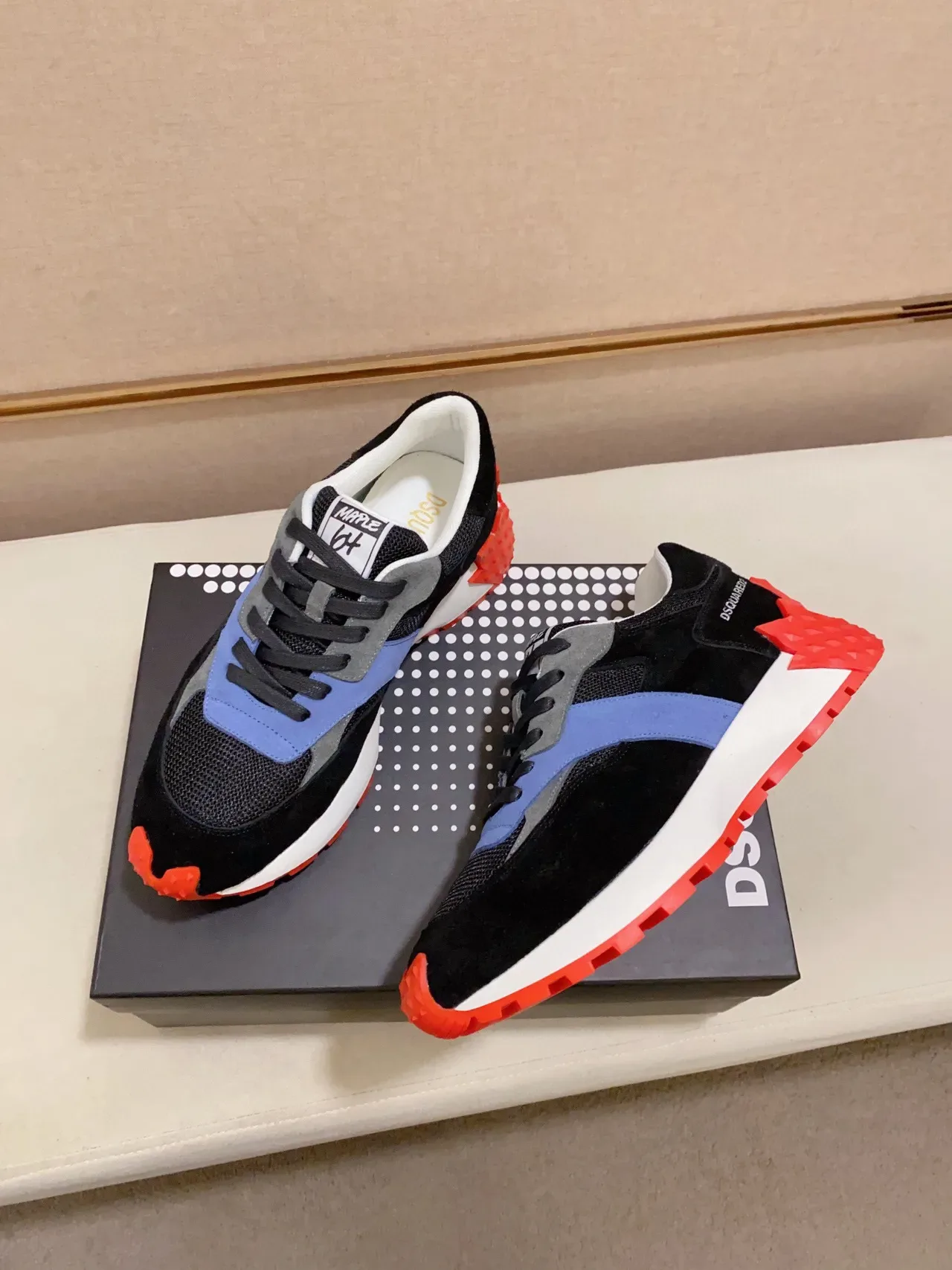 Dsquared2 ICON Preto Azul Vermelho Chunky Sneakers 4