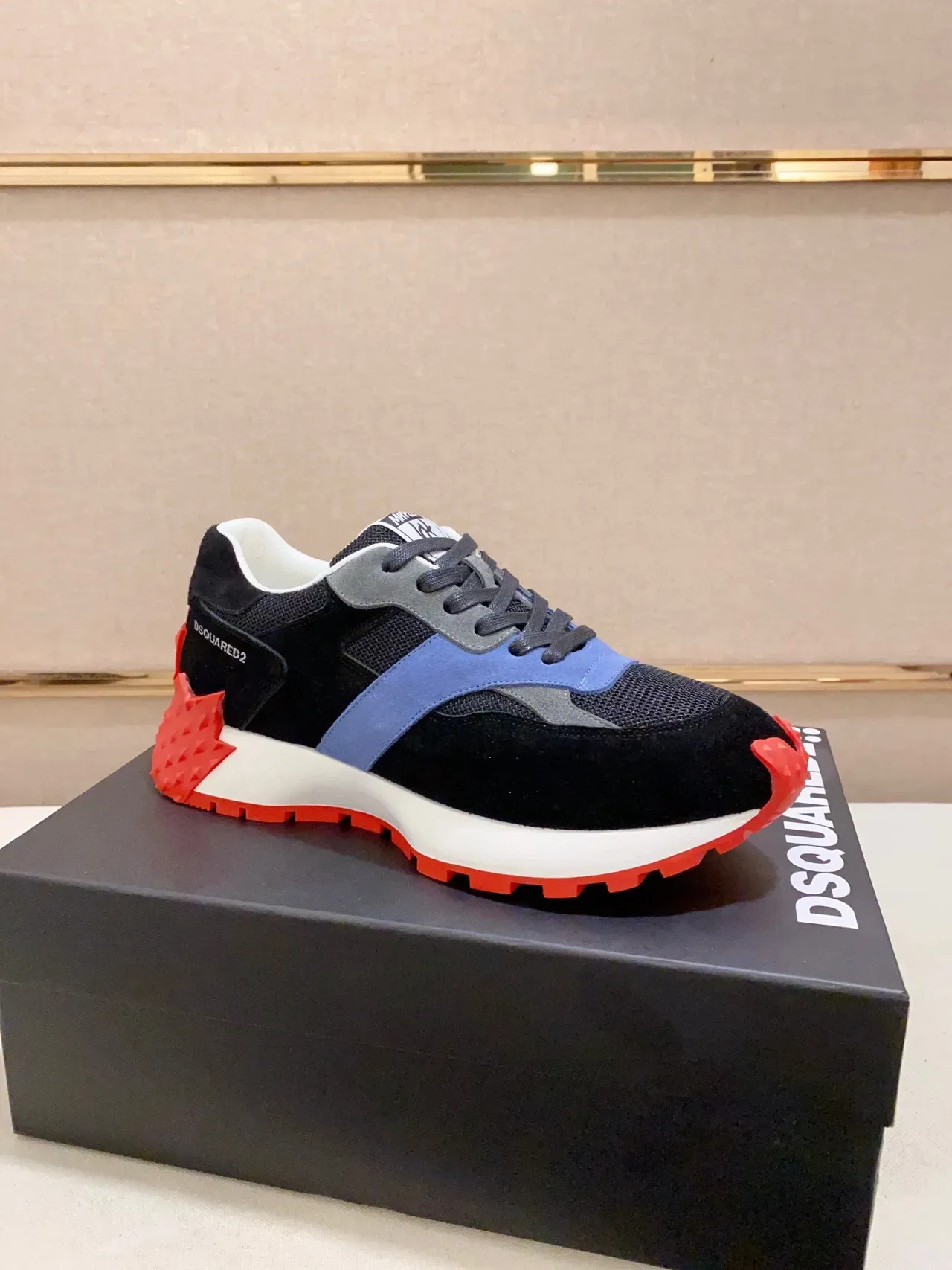 Dsquared2 ICON Preto Azul Vermelho Chunky Sneakers 6