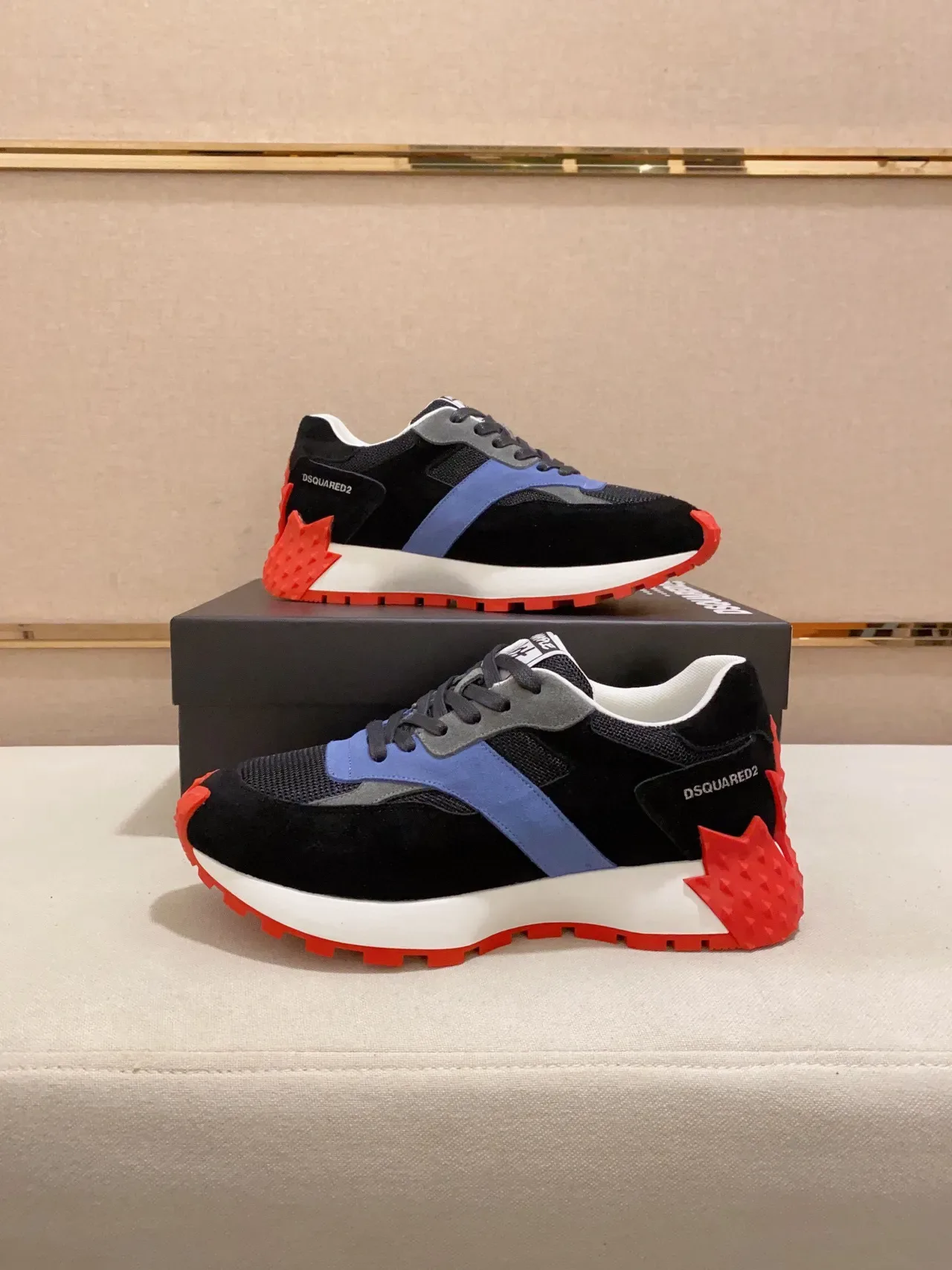 Dsquared2 ICON Preto Azul Vermelho Chunky Sneakers 7