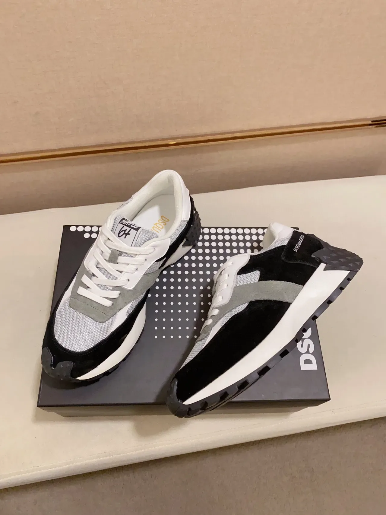 Dsquared2 ICON Black Gray White Layered Chunky Sneakers 4