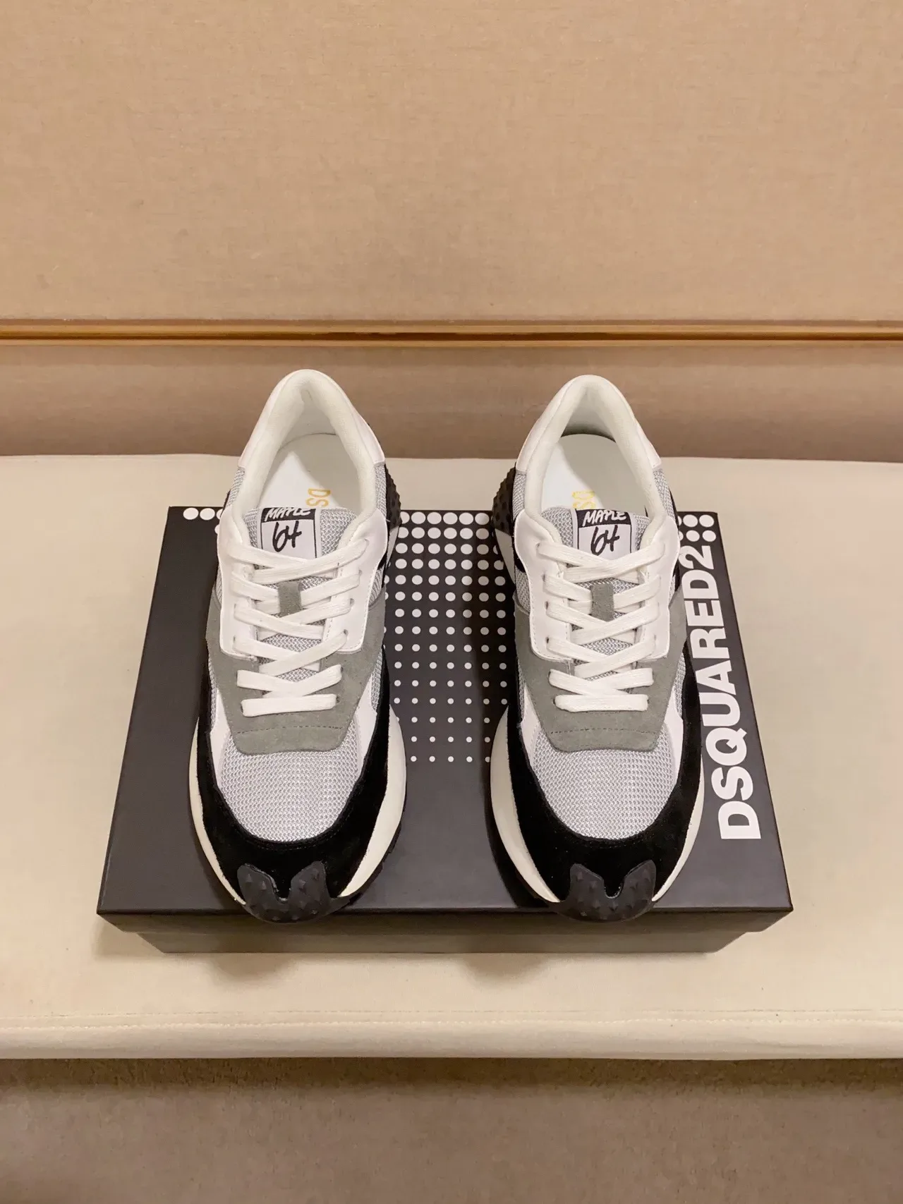 Dsquared2 ICON Black Gray White Layered Chunky Sneakers 5