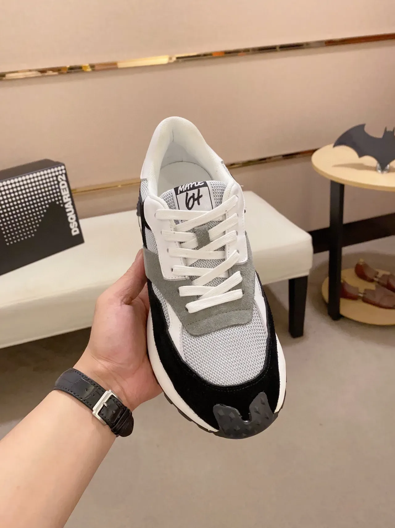 Dsquared2 ICON Black Gray White Layered Chunky Sneakers 9