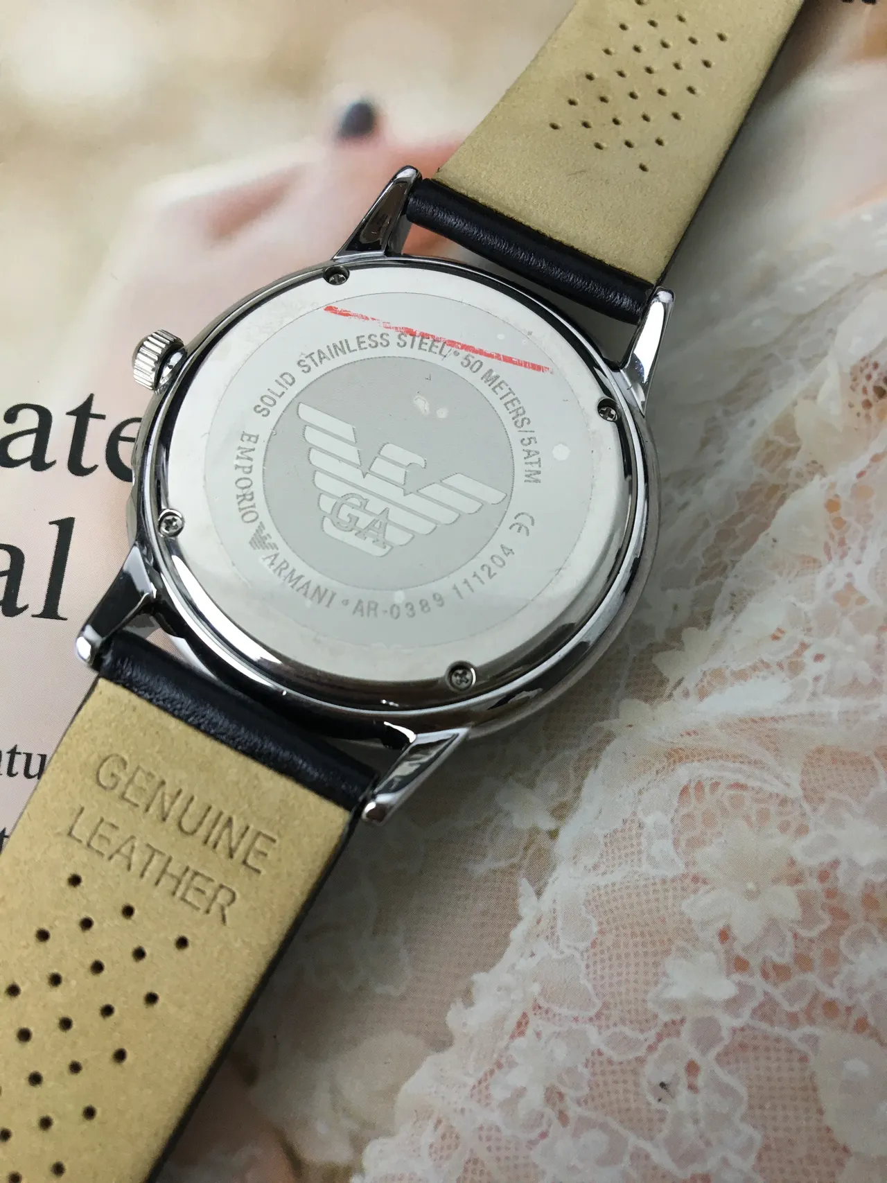 Emporio Armani كرونوغراف وجه أسود كوارتز ساعة 3