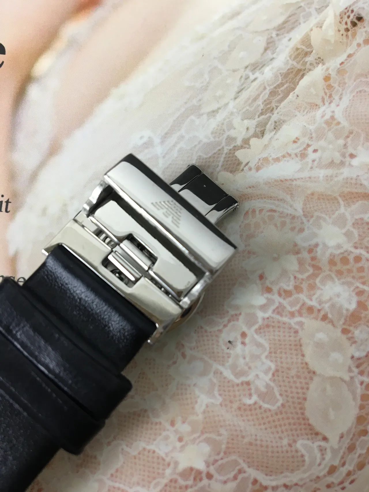 Emporio Armani كرونوغراف وجه أسود كوارتز ساعة 5