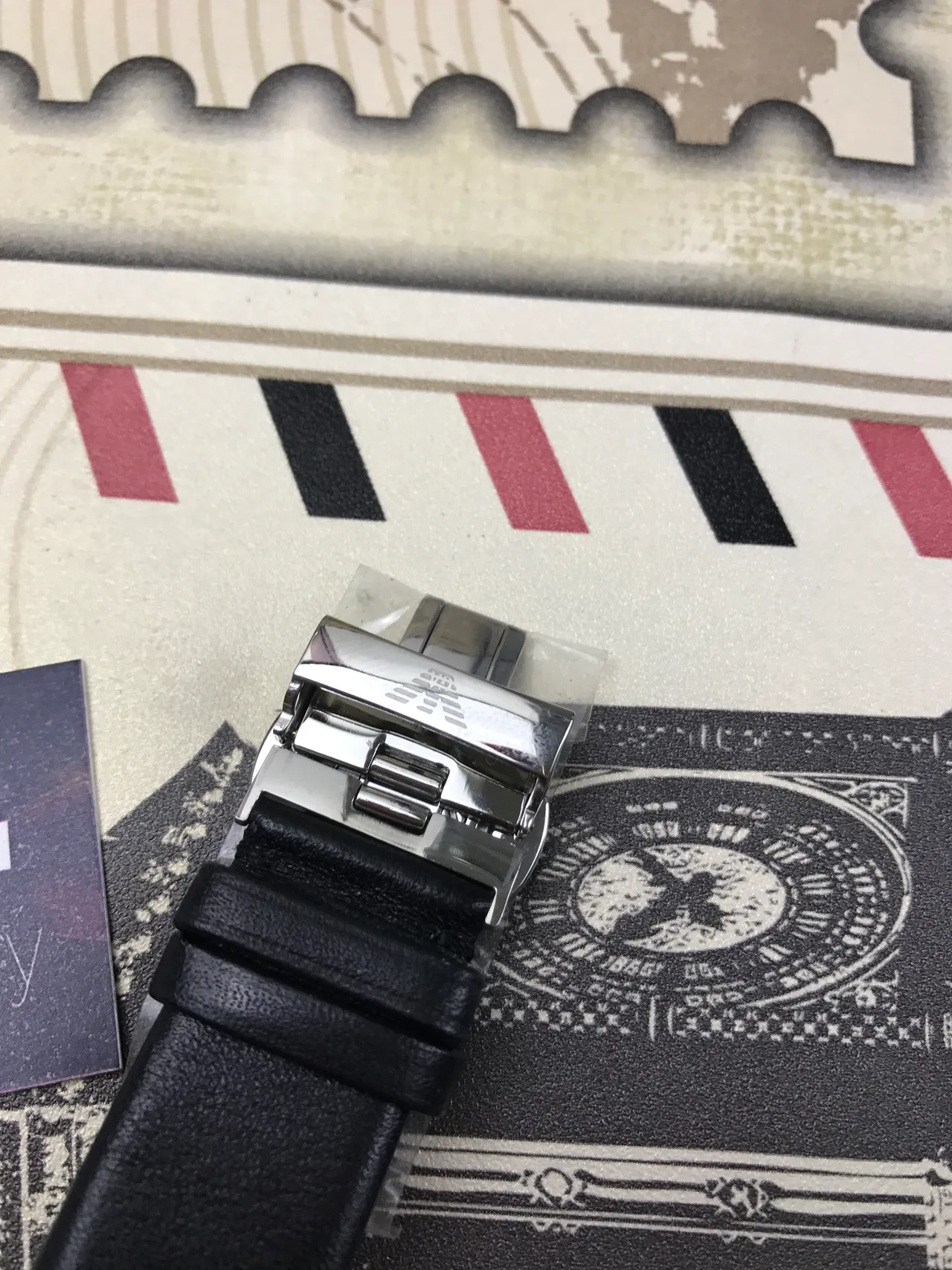 Emporio Armani كرونوغراف وجه أسود كوارتز ساعة 9