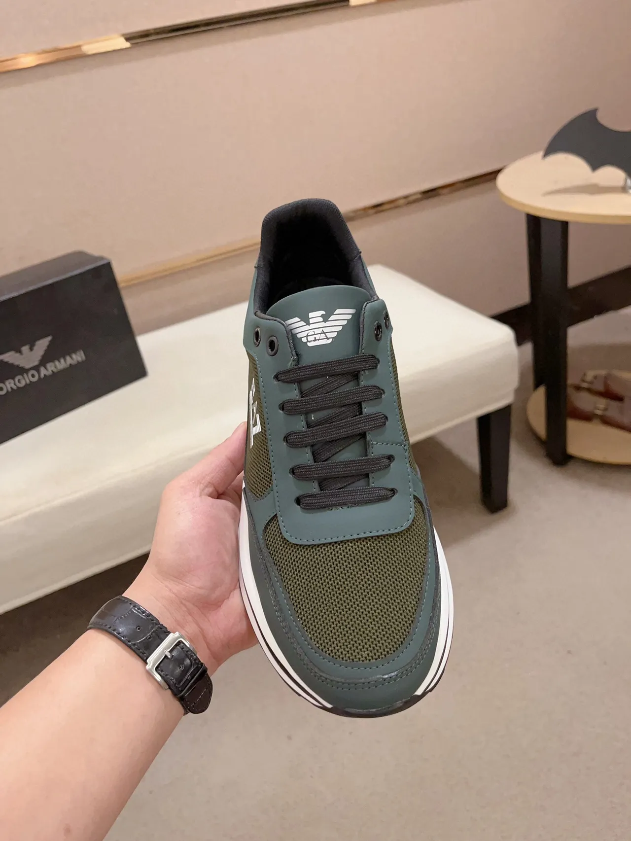 Emporio Armani EA7 双色绿白生活运动鞋 3