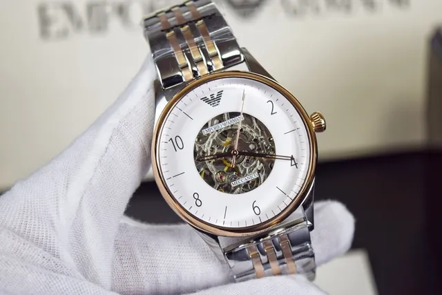 Emporio Armani Meccanico স্কেলেটন ডায়াল টু টোন যান্ত্রিক ঘড়ি 6