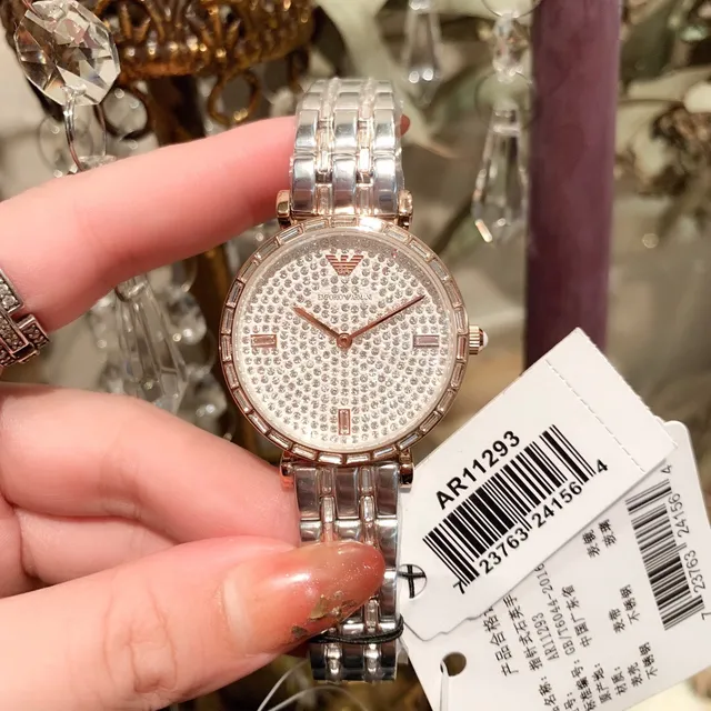 Emporio Armani Pavé-Crystal Dial गुलाबी सोना और चांदी क्वार्ट्ज घड़ी 8