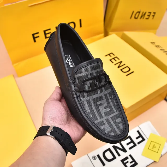 Fendi Bit Loafer Black and Gray Monogram Loafers 7