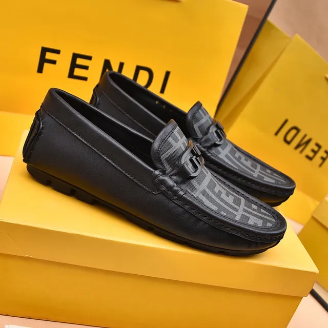 Fendi Bit Loafer Black and Gray Monogram Loafers 9