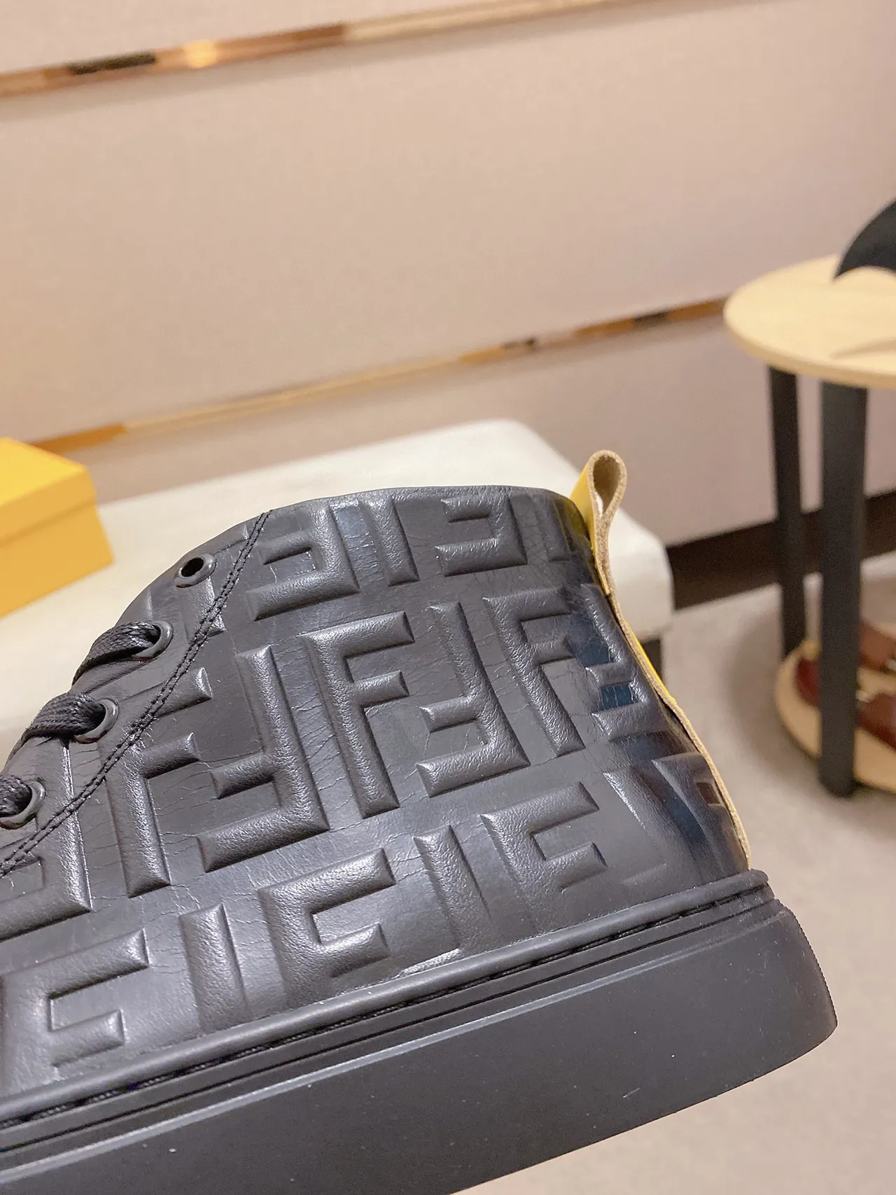 Fendi Black Monogram-Embossed High-Top Lifestyle Sneakers 4