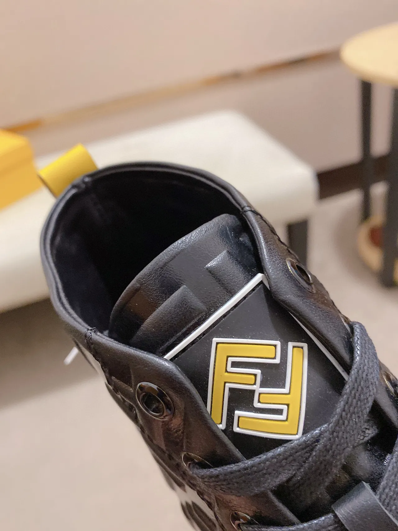 Fendi Black Monogram-Embossed High-Top Lifestyle Sneakers 5