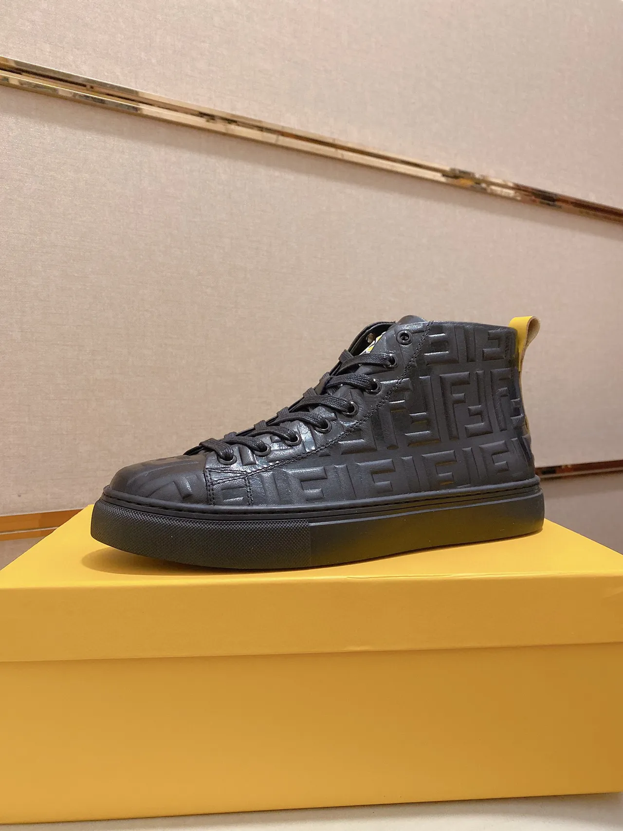 Fendi Black Monogram-Embossed High-Top Lifestyle Sneakers 9