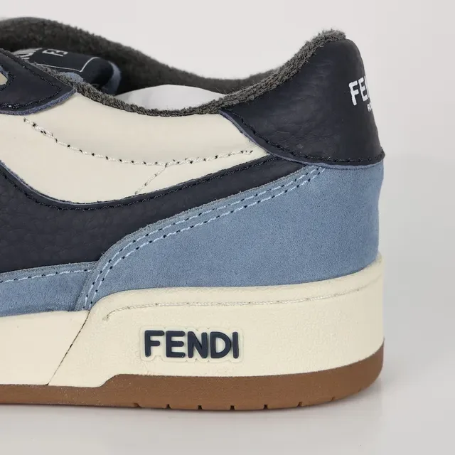 Fendi Bleu Marine Upper En Daim Et Cuir En Couches Superposition De Monogramme FF Sneakers Lifestyle 4