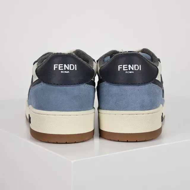 Fendi Bleu Marine Upper En Daim Et Cuir En Couches Superposition De Monogramme FF Sneakers Lifestyle 7