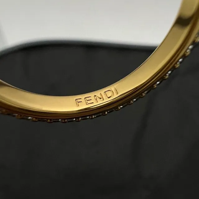 Fendi FF Double G Pavé Crystal Gold-Tone আংটি 2