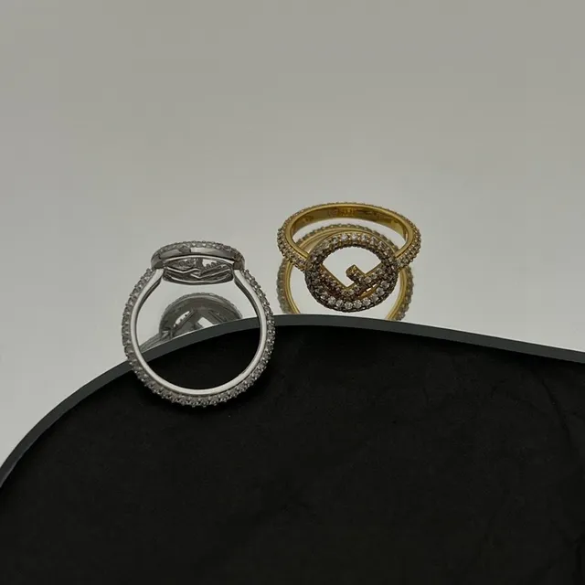 Fendi FF Double G Pavé Crystal Gold-Tone আংটি 3