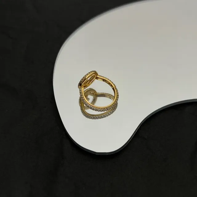 Fendi FF Double G Pavé Crystal Gold-Tone আংটি 5