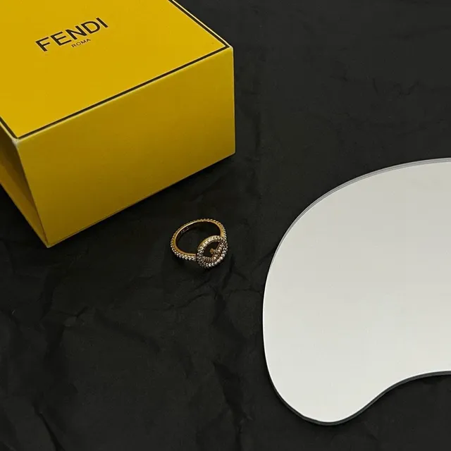 Fendi FF Double G Pavé Crystal Gold-Tone আংটি 6
