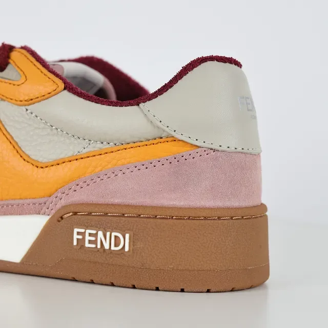 Fendi FF Logo Patchwork Pink Orange Burgundy Lifestyle Sneakers 4