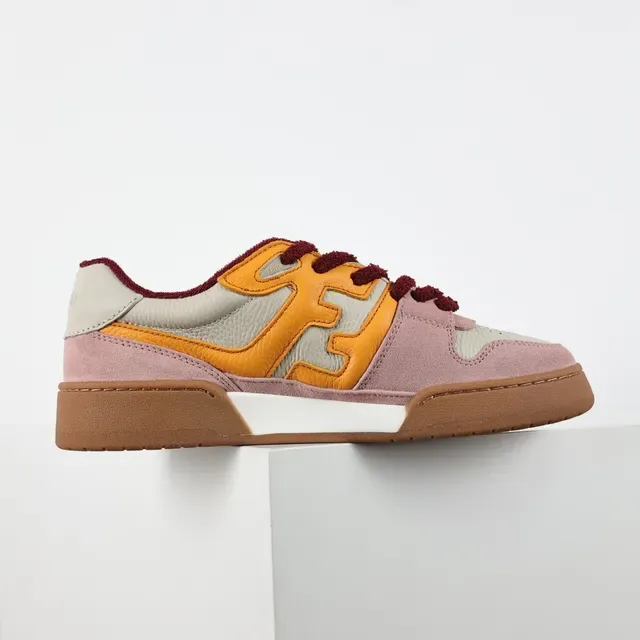 Fendi FF Logo Patchwork Pink Orange Burgundy Lifestyle Sneakers 7
